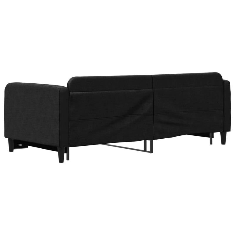 Pat de zi cu extensie, negru, 90x190 cm, textil