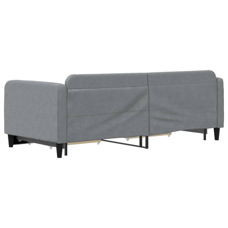 Pat de zi cu extensie și sertare, gri deschis, 90x200 cm textil