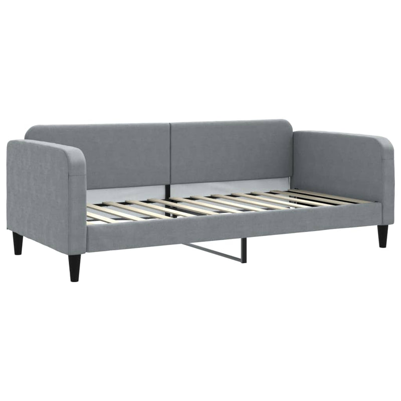 Pat de zi cu extensie și sertare, gri deschis, 90x200 cm textil