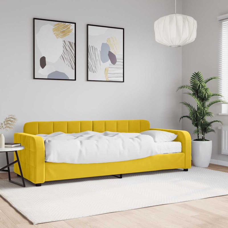Pat de zi cu saltea, galben, 80x200 cm, catifea