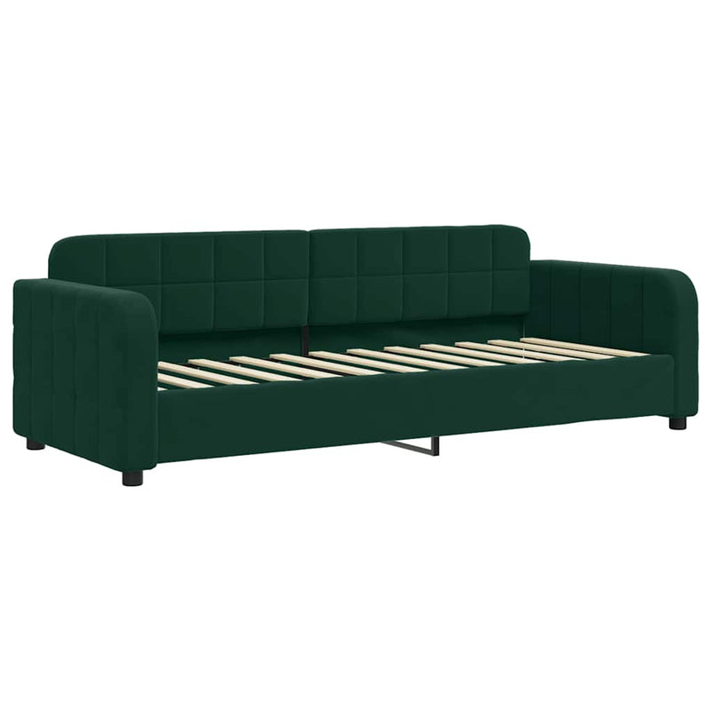 Pat de zi cu extensie, verde închis, 80x200 cm, catifea