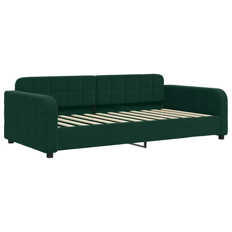Pat de zi cu extensie, verde închis, 90x200 cm, catifea