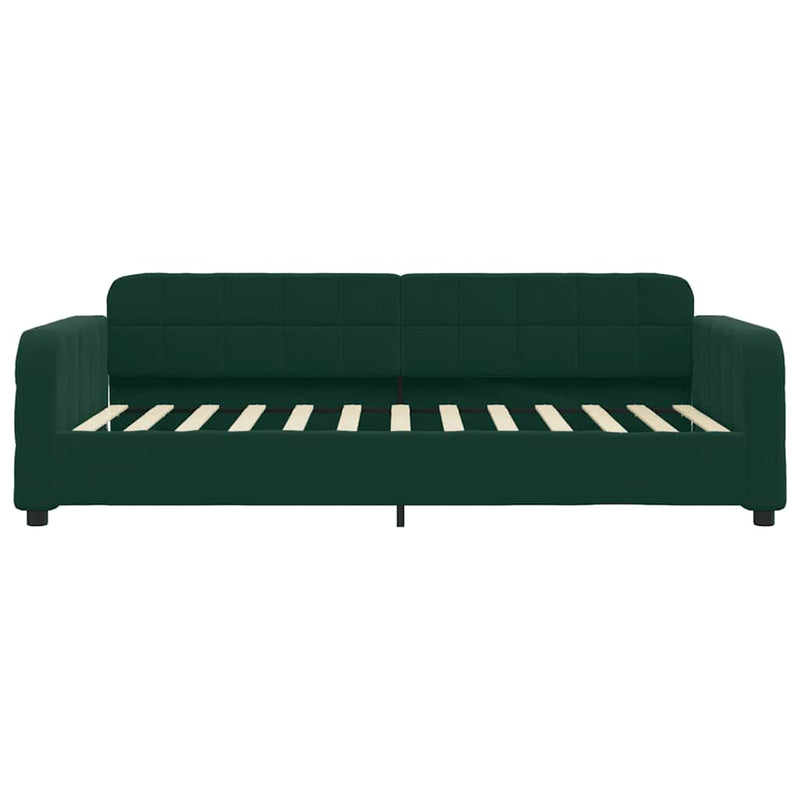 Pat de zi cu extensie, verde închis, 90x200 cm, catifea