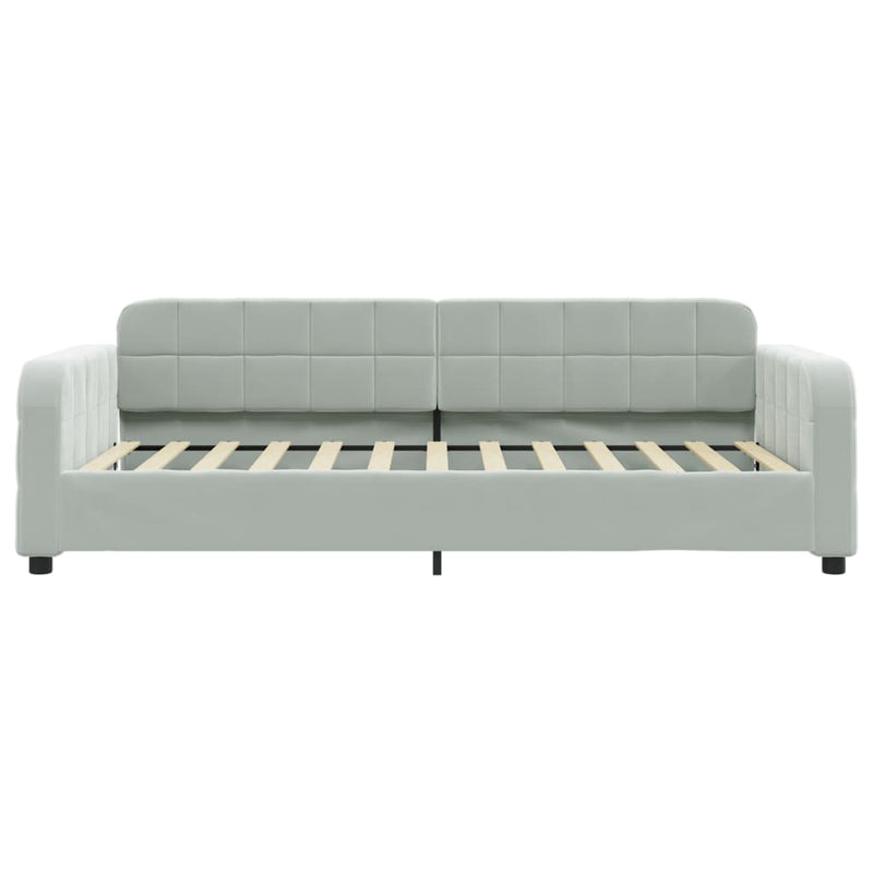 Pat de zi cu extensie, gri deschis, 100x200 cm, catifea