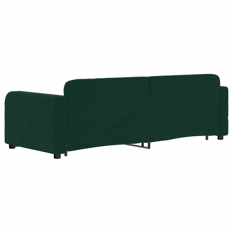 Pat de zi cu extensie și sertare verde închis 80x200 cm catifea