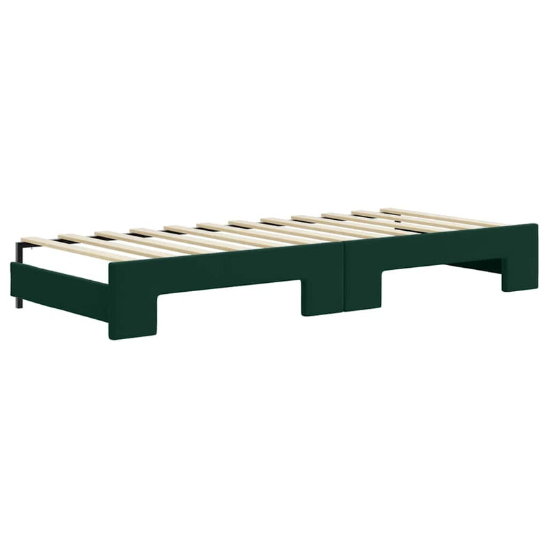 Pat de zi cu extensie și sertare verde închis 80x200 cm catifea