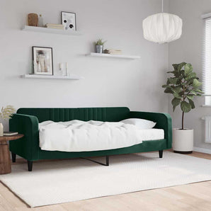 Pat de zi cu saltea, verde închis, 100x200 cm, catifea