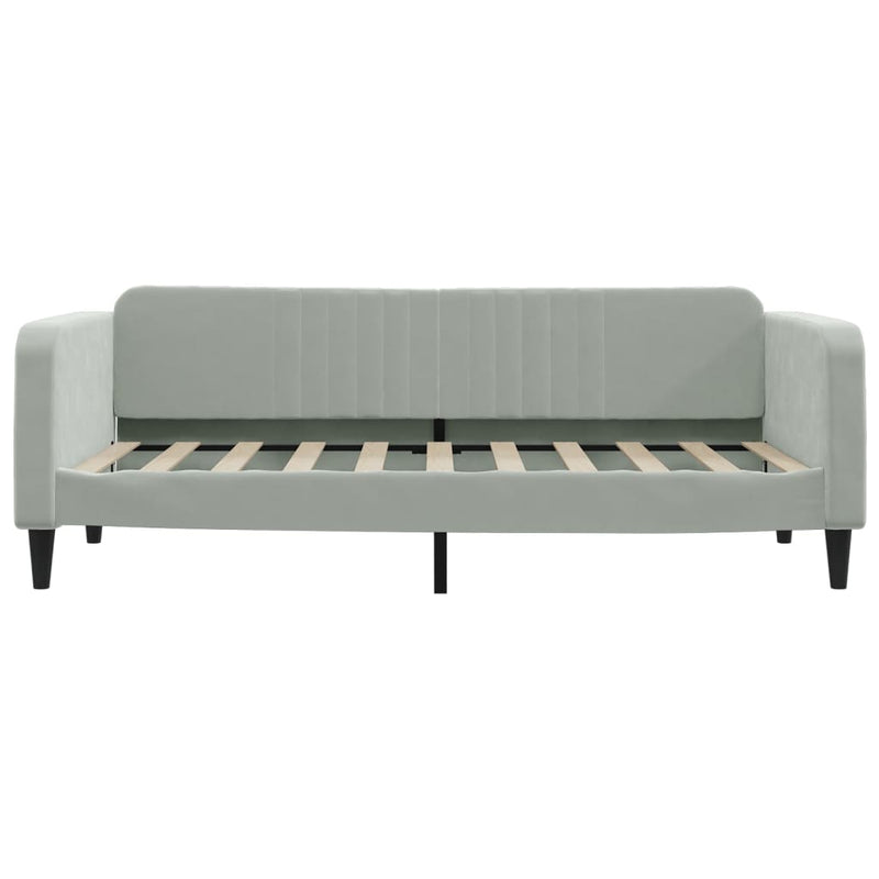 Pat de zi cu extensie/sertare, gri deschis, 100x190 cm, catifea