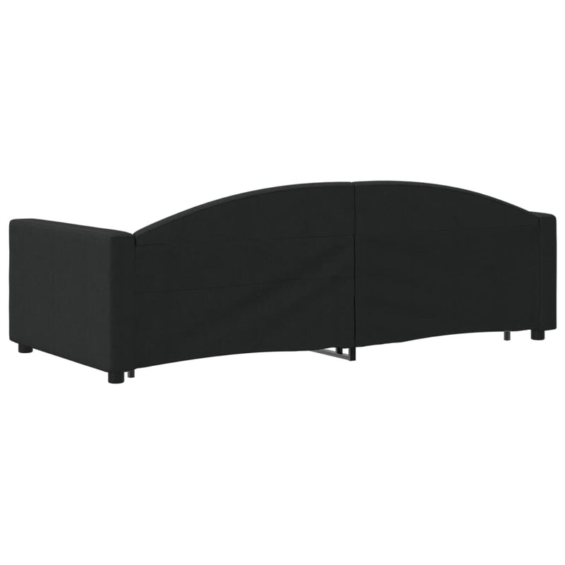 Pat de zi cu extensie, negru, 90x200 cm, textil