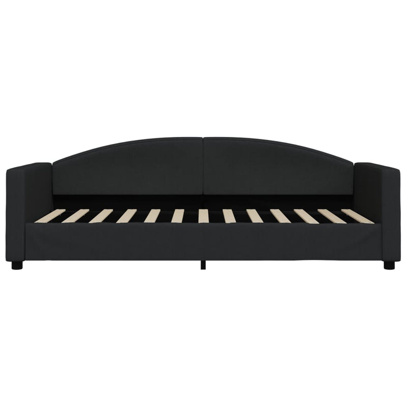 Pat de zi cu extensie, negru, 90x200 cm, textil