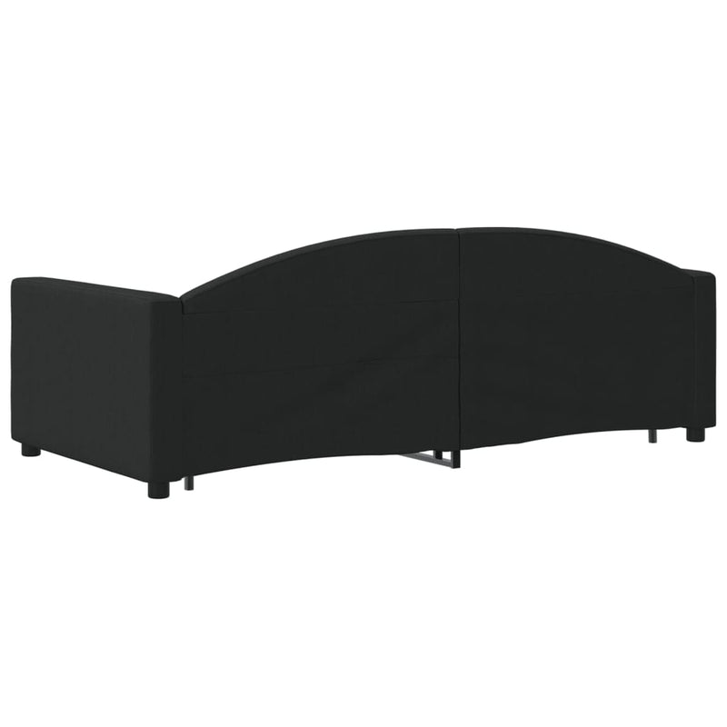 Pat de zi cu extensie, negru, 90x190 cm, textil