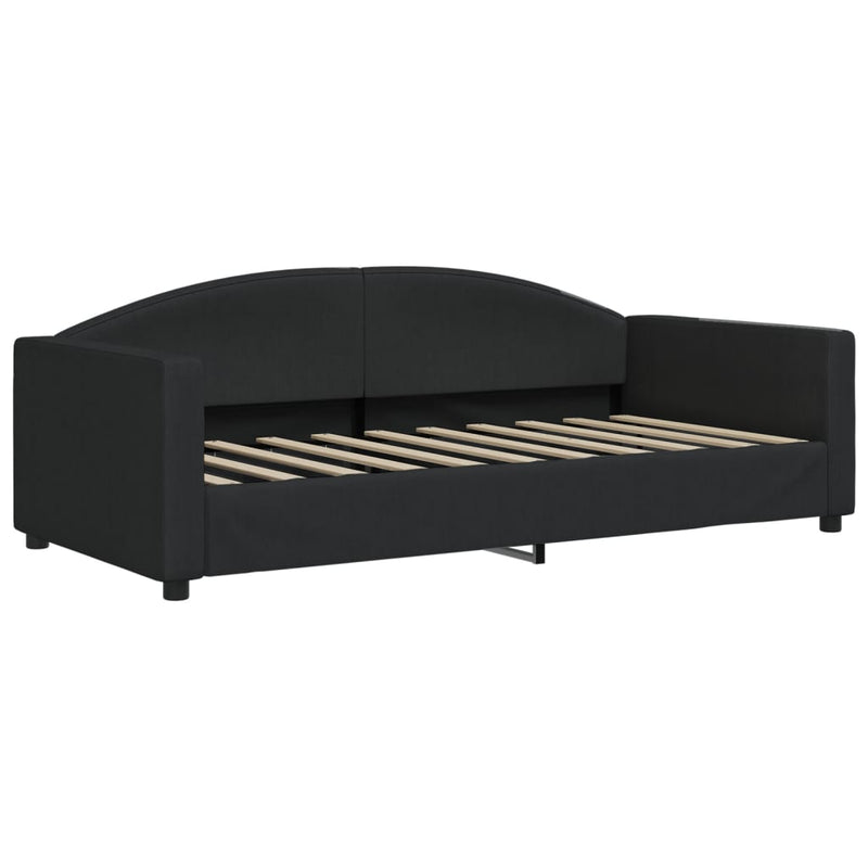 Pat de zi cu extensie, negru, 90x190 cm, textil