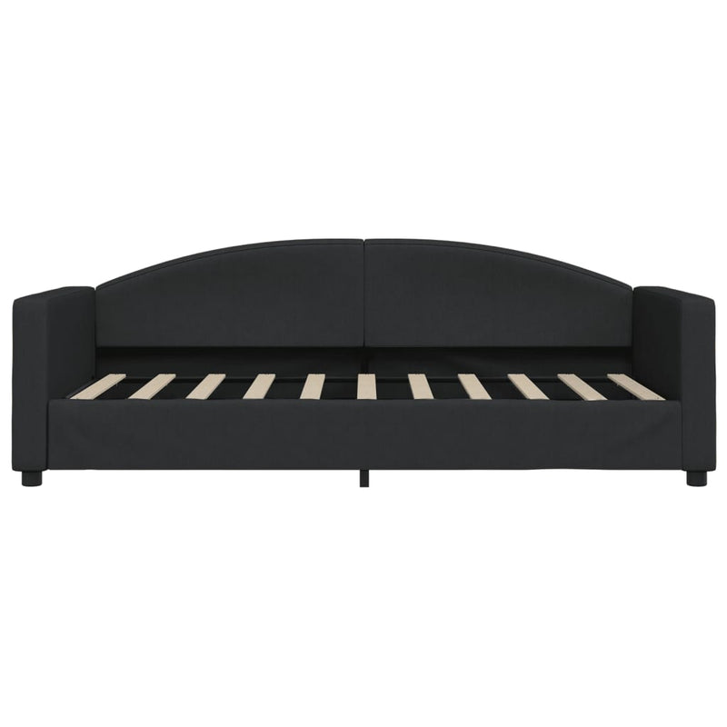 Pat de zi cu extensie, negru, 90x190 cm, textil