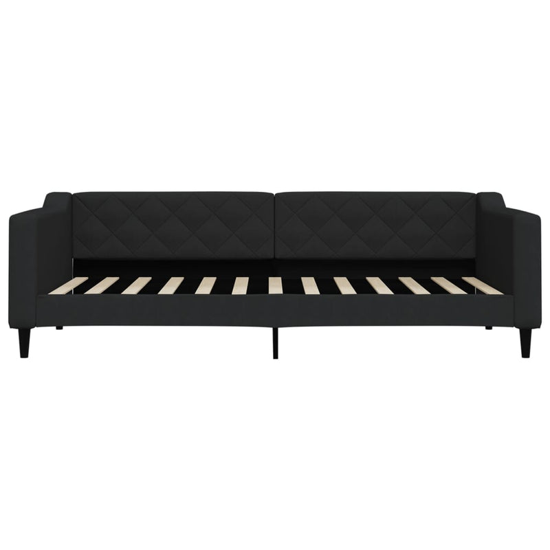 Pat de zi cu saltea, negru, 90x200 cm, textil