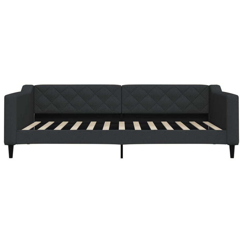 Pat de zi cu saltea, negru, 100x200 cm, textil