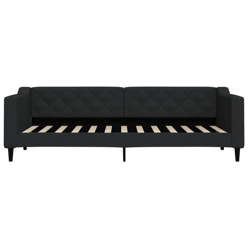 Pat de zi cu extensie, negru, 80x200 cm, textil
