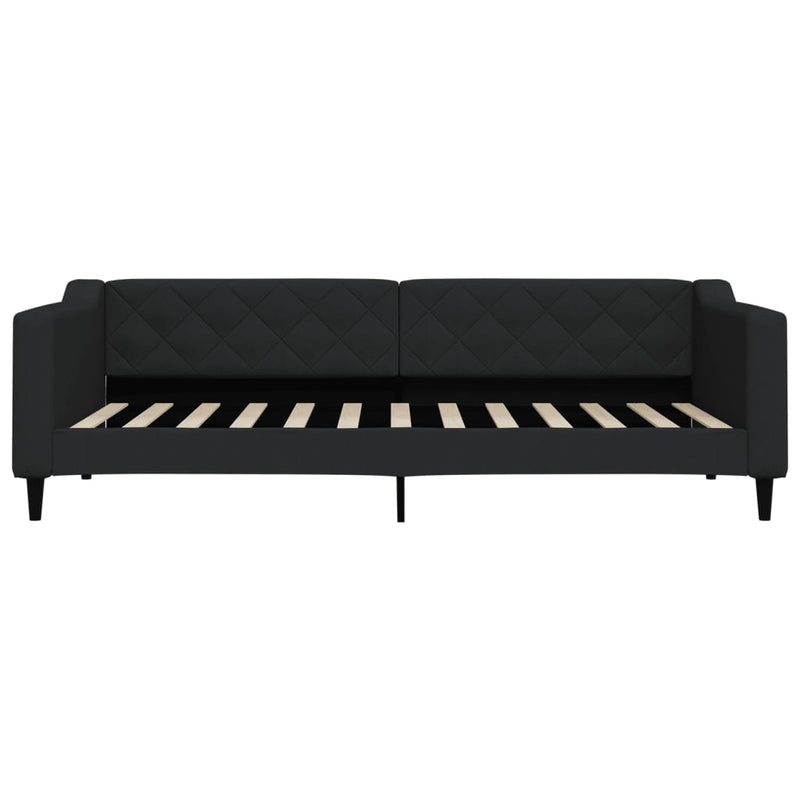 Pat de zi cu extensie, negru, 90x200 cm, textil