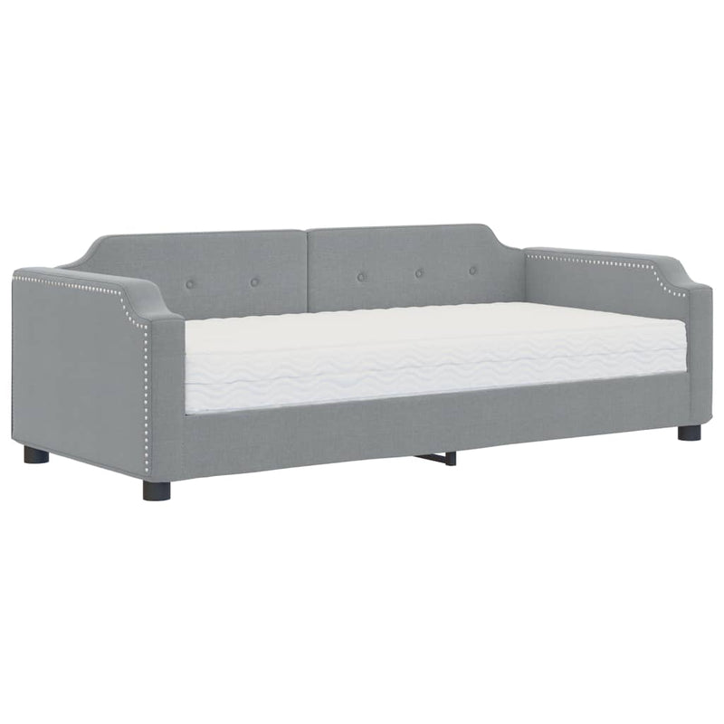 Pat de zi cu saltea, gri deschis, 100x200 cm, textil