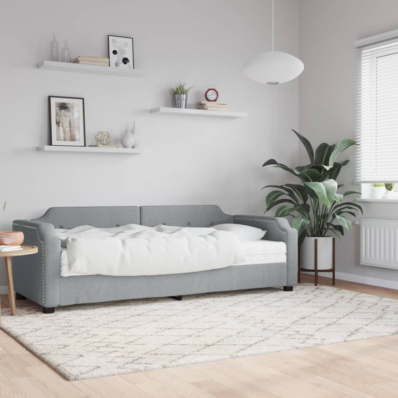 Pat de zi cu saltea, gri deschis, 100x200 cm, textil
