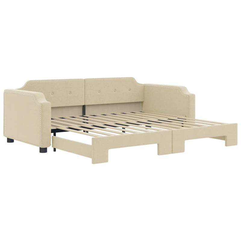 Pat de zi cu extensie, crem, 80x200 cm, textil
