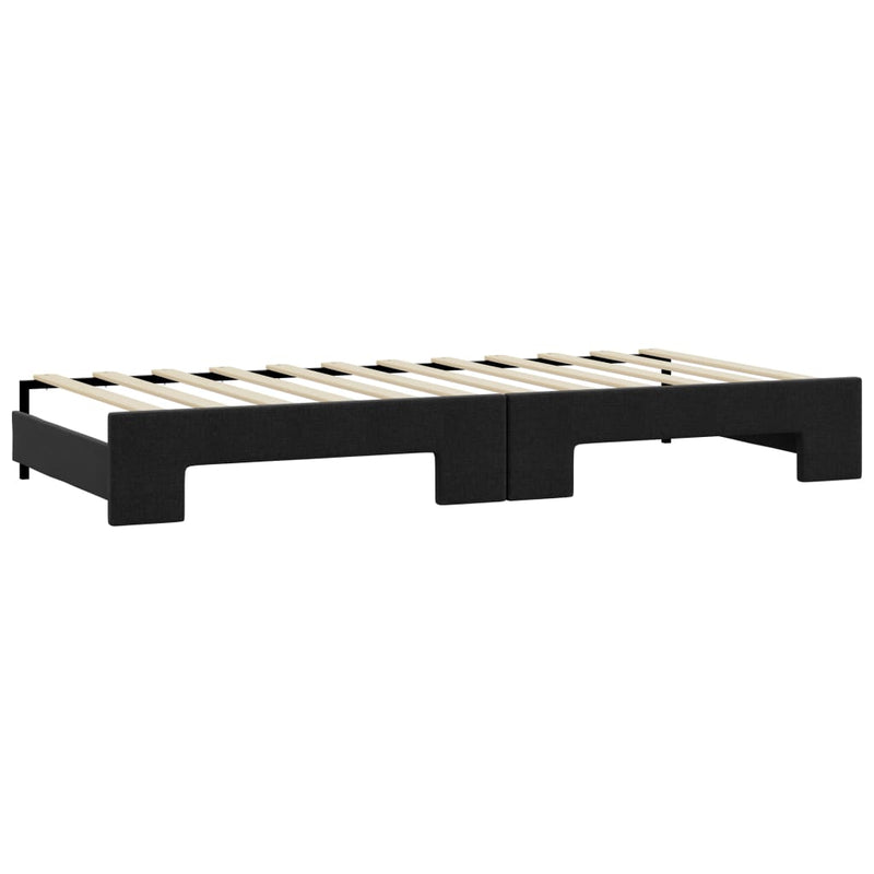 Pat de zi cu extensie, negru, 100x200 cm, textil