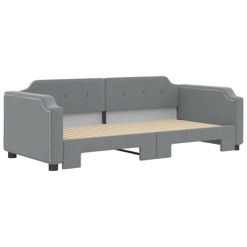Pat de zi cu extensie, gri deschis, 90x190 cm, textil