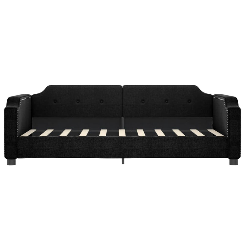 Pat de zi cu extensie, negru, 90x190 cm, textil
