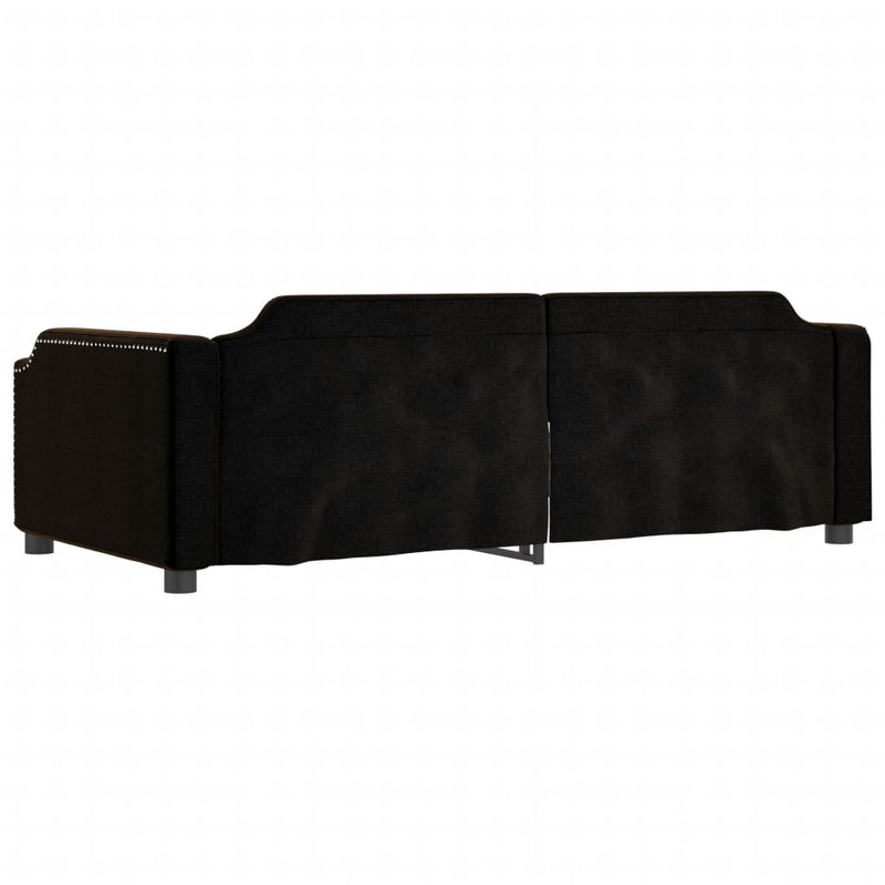 Pat de zi cu extensie, negru, 90x190 cm, textil