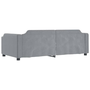 Pat de zi cu extensie și sertare, gri deschis, 90x190cm, textil