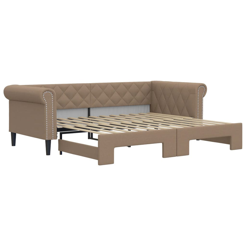 Pat de zi cu extensie, cappuccino, 90x200 cm, piele ecologică