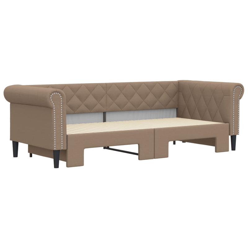 Pat de zi cu extensie, cappuccino, 90x200 cm, piele ecologică