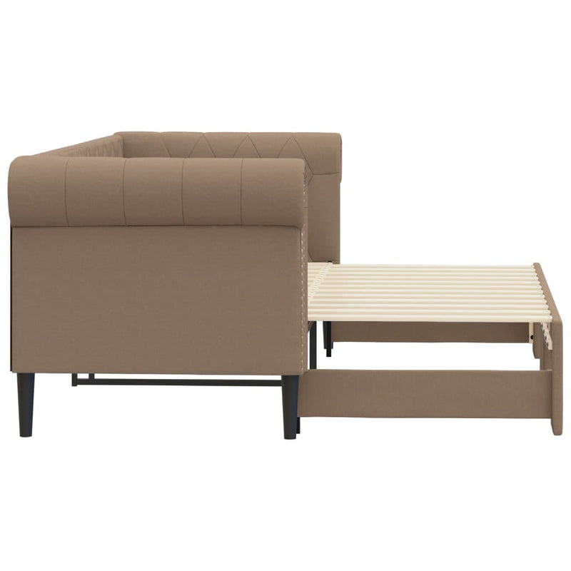 Pat de zi cu extensie, cappuccino, 90x200 cm, piele ecologică
