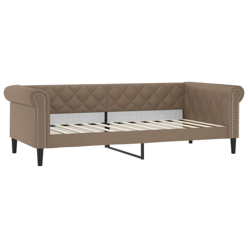 Pat de zi cu extensie, cappuccino, 90x200 cm, piele ecologică