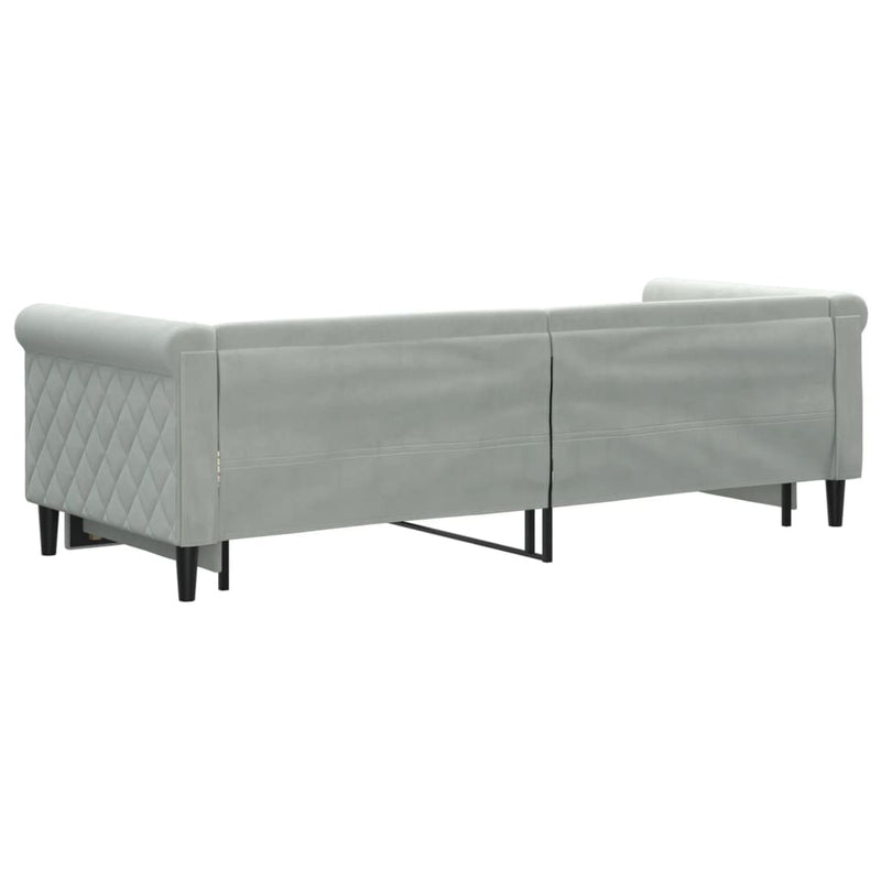 Pat de zi cu extensie, gri deschis, 80x200 cm, catifea