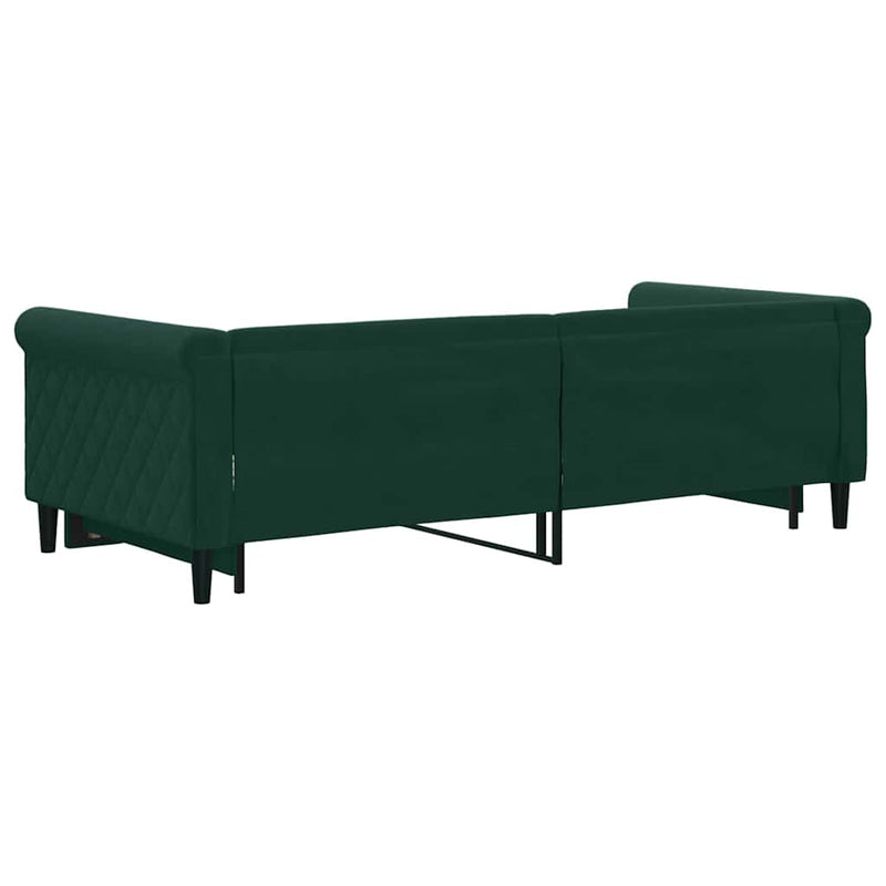 Pat de zi cu extensie, verde închis, 90x200 cm, catifea