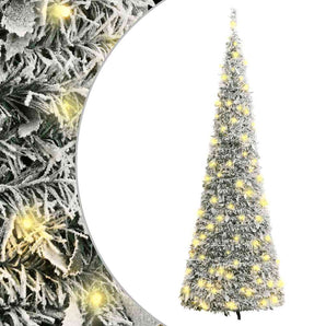 Brad de Crăciun artificial pop-up cu zăpadă, 100 LED-uri 150 cm