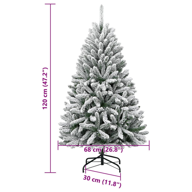 Brad de Crăciun artificial cu balamale și zăpadă, 120 cm