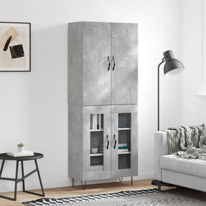 Dulap înalt, gri beton, 69,5x34x180, lemn compozit