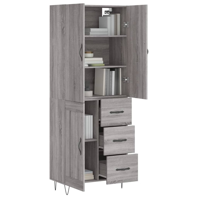Dulap înalt, gri sonoma, 69,5x34x180 cm, lemn compozit