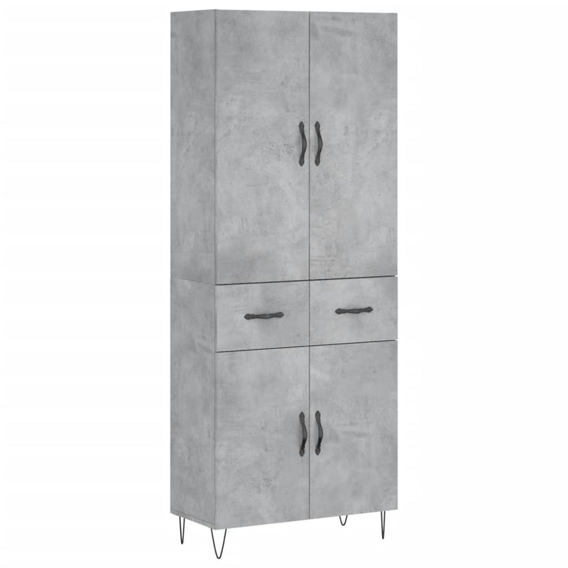 Dulap înalt, gri beton, 69,5x34x180, lemn compozit
