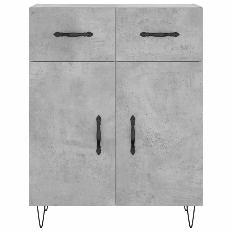 Dulap înalt, gri beton, 69,5x34x180, lemn compozit