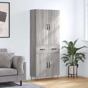 Dulap înalt, gri sonoma, 69,5x34x180 cm, lemn compozit