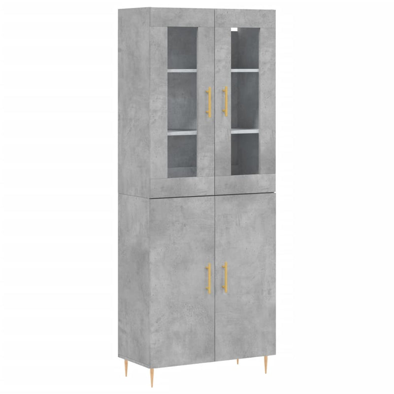 Dulap înalt, gri beton, 69,5x34x180, lemn compozit