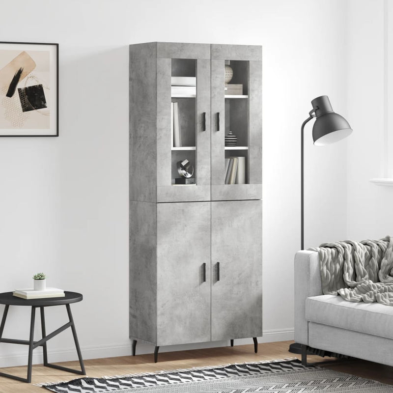 Dulap înalt, gri beton, 69,5x34x180, lemn compozit