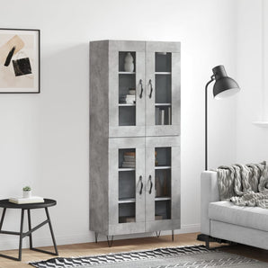 Dulap înalt, gri beton, 69,5x34x180, lemn compozit
