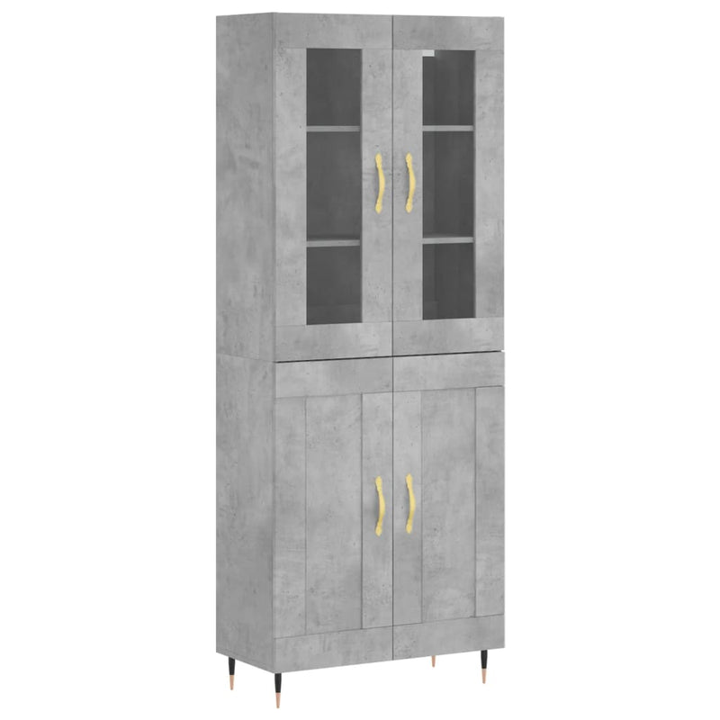 Dulap înalt, gri beton, 69,5x34x180, lemn compozit