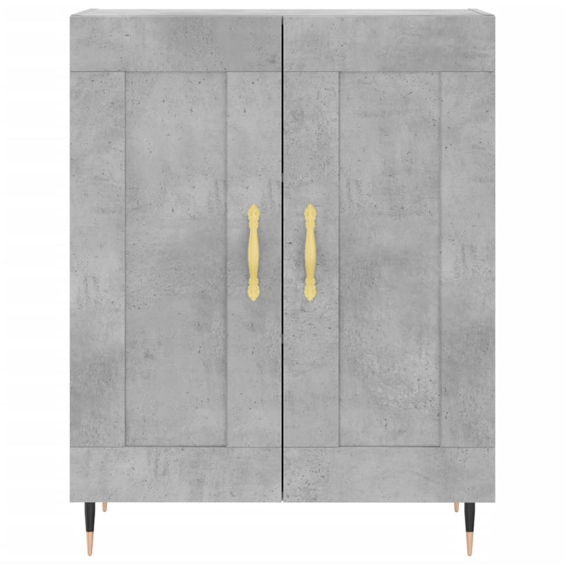 Dulap înalt, gri beton, 69,5x34x180, lemn compozit