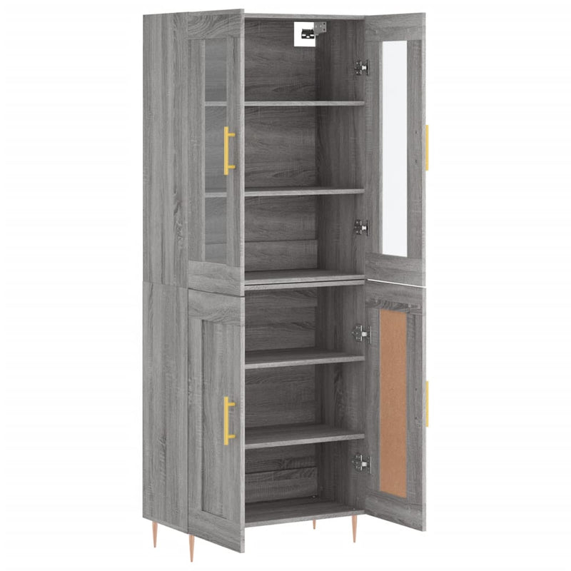 Dulap înalt, gri sonoma, 69,5x34x180 cm, lemn compozit