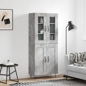 Dulap înalt, gri beton, 69,5x34x180, lemn compozit