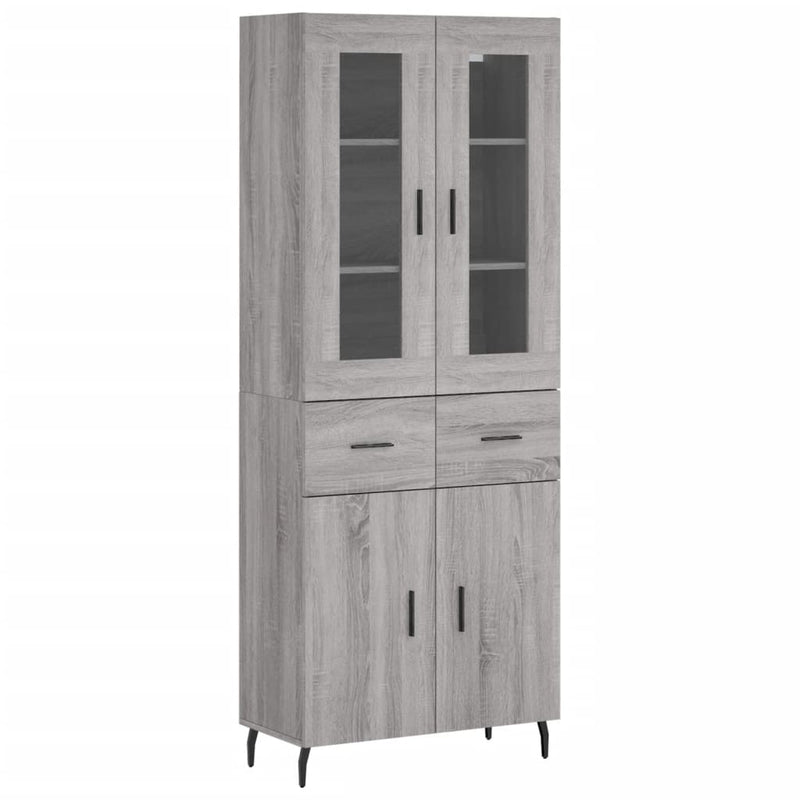 Dulap înalt, gri sonoma, 69,5x34x180 cm, lemn compozit